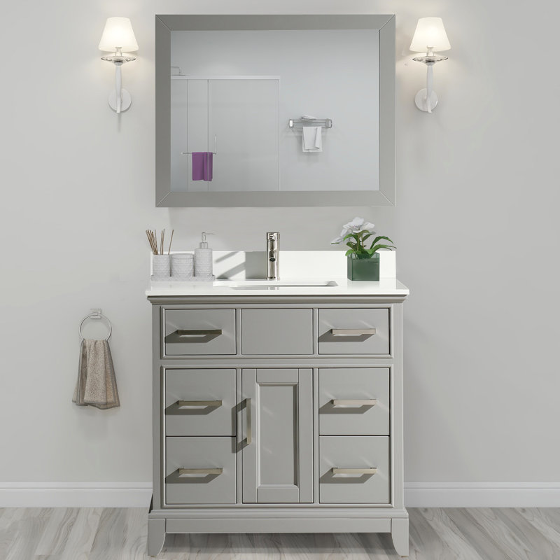 Andover Mills™ Valor 36" Single Bathroom Vanity Set with Mirror